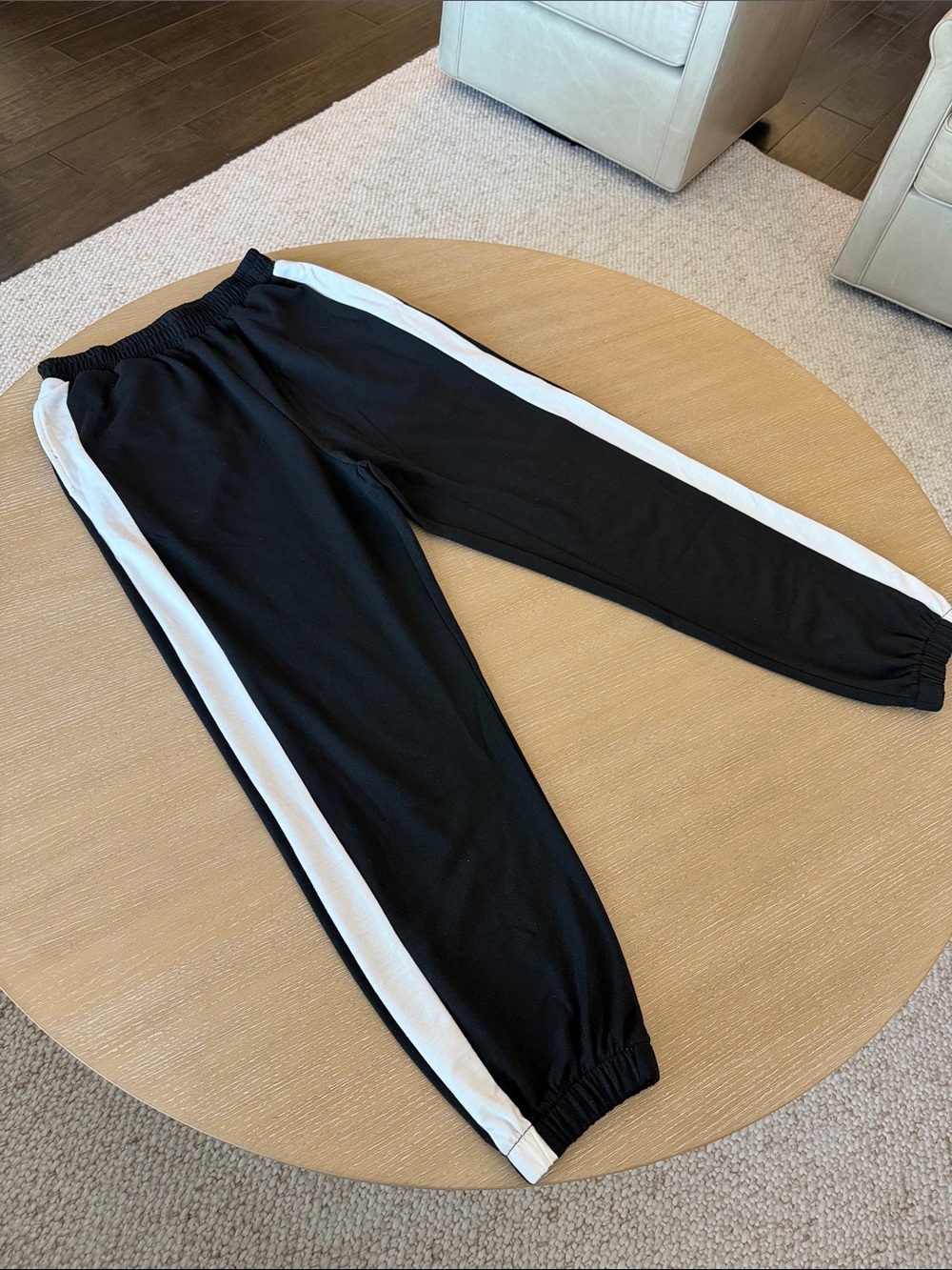 Black Jogger Pants with White Side Stripes